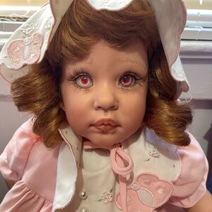 Doll Fayzah Spanos Charming Pink Doll with Embroidered Dress